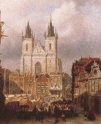 ralph vaughan willams mk the old market place in prague oil on canvas